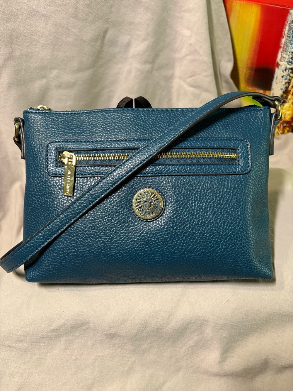 Anne Klein Blue Leather Crossbody Bag by Stone & Co.